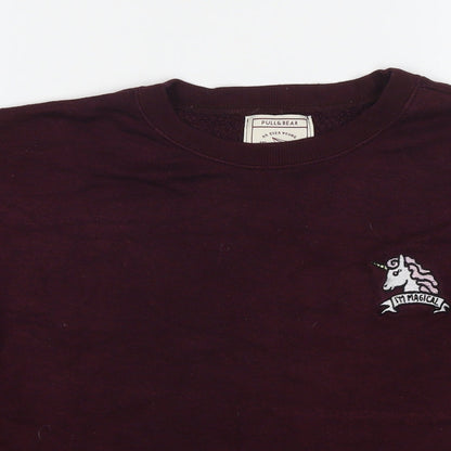 Womens UK Size M Pull&Bear Red Pullover Sweatshirt