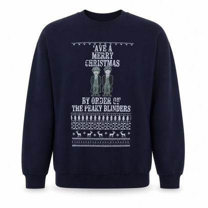 Peaky Blinders Mens Blue Cotton Pullover Sweatshirt Size L - Christmas Jumper