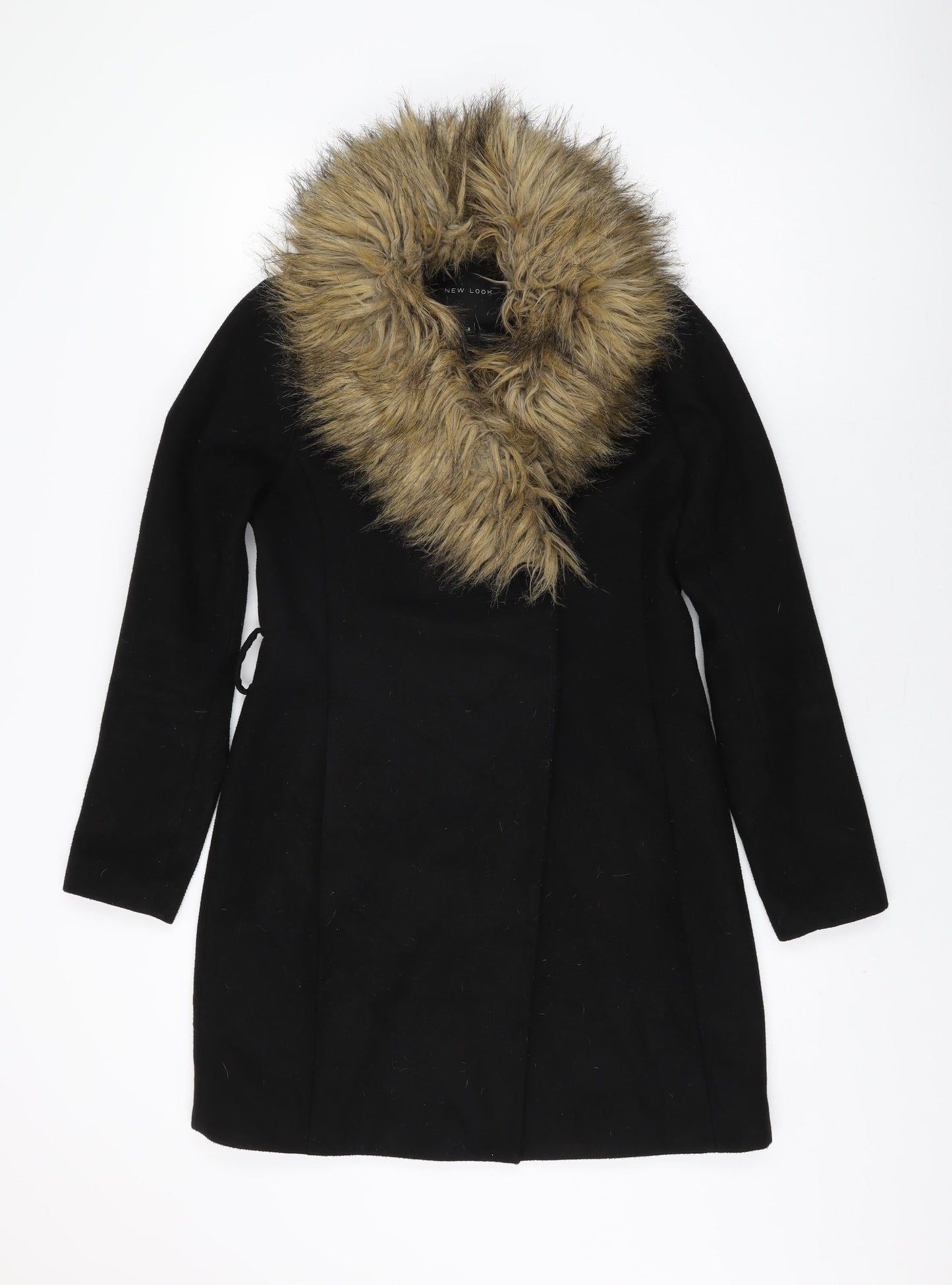 Womens UK Size 8 New Look Black Overcoat Coat