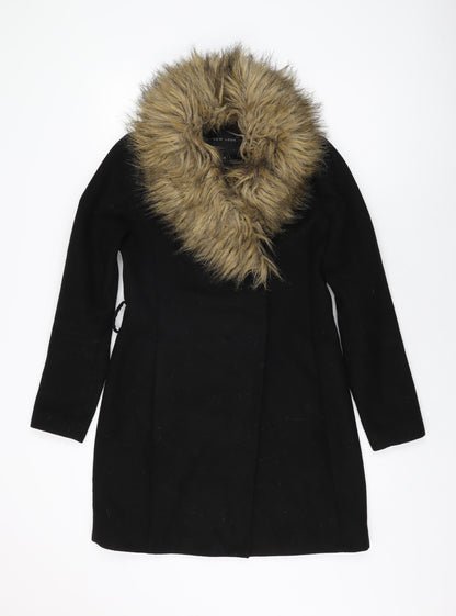 Womens UK Size 8 New Look Black Overcoat Coat