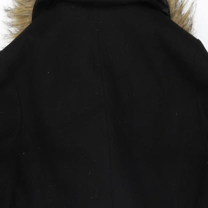 Womens UK Size 8 New Look Black Overcoat Coat