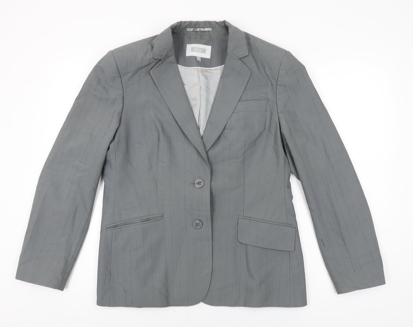 NEXT Womens Grey Striped Polyester Jacket Suit Jacket Size 14