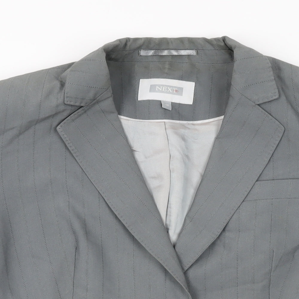 NEXT Womens Grey Striped Polyester Jacket Suit Jacket Size 14