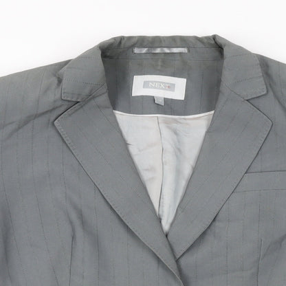 NEXT Womens Grey Striped Polyester Jacket Suit Jacket Size 14