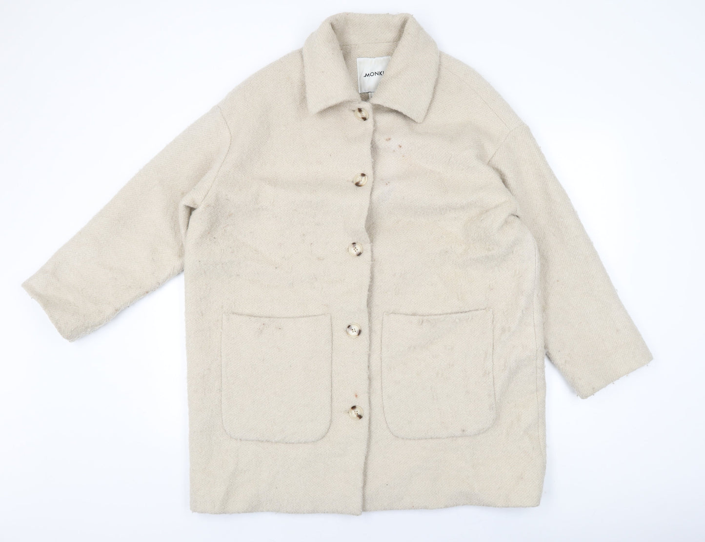 Womens UK Size S Monki Beige Overcoat