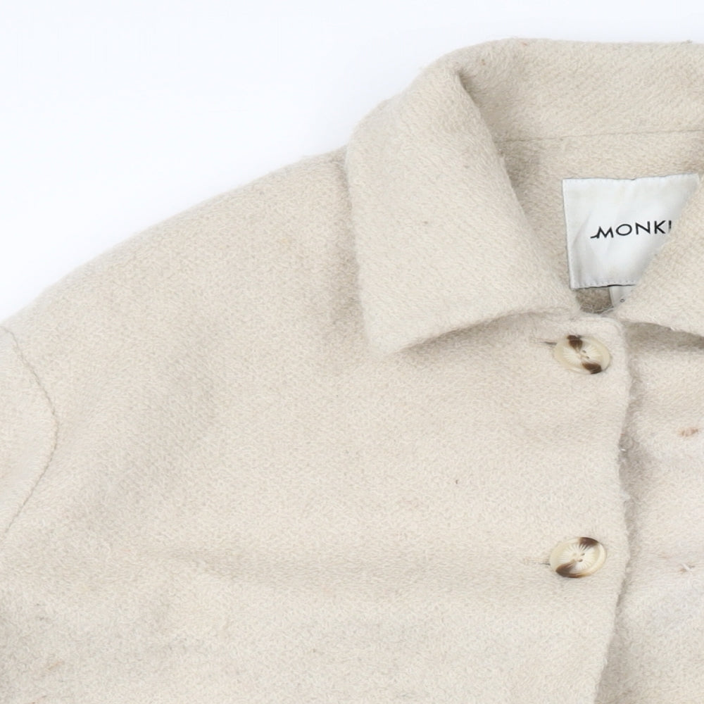 Womens UK Size S Monki Beige Overcoat