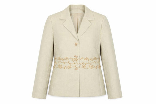 Kasper Womens Beige Geometric Jacket Size 8 Button