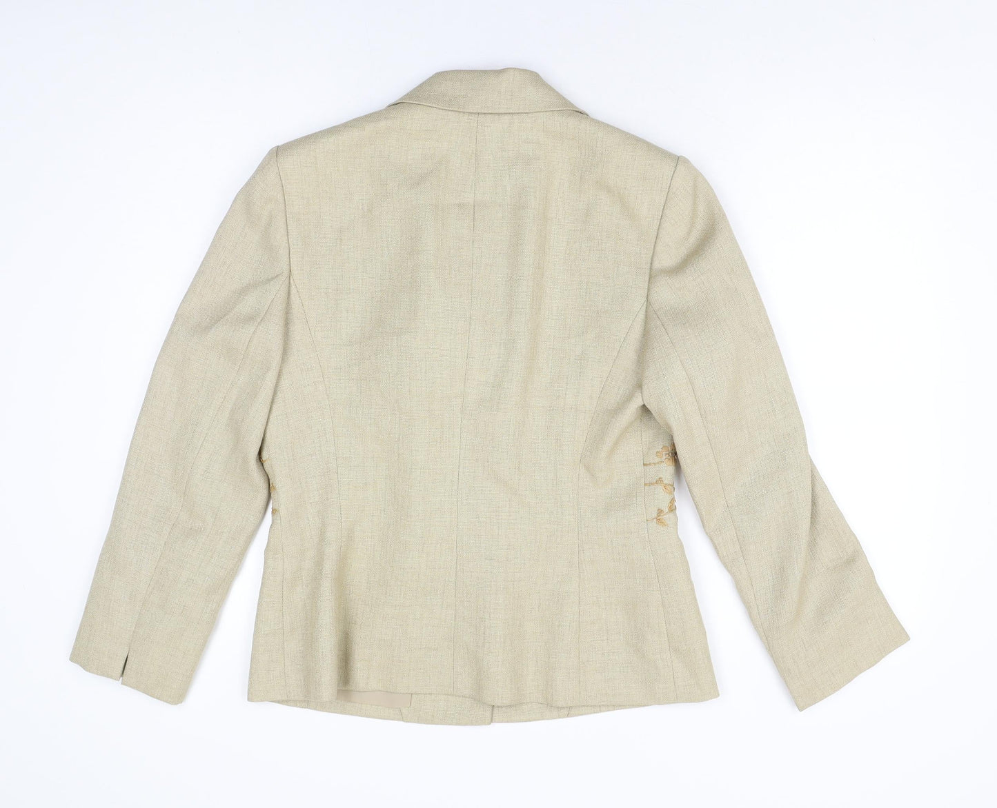 Kasper Womens Beige Geometric Jacket Size 8 Button