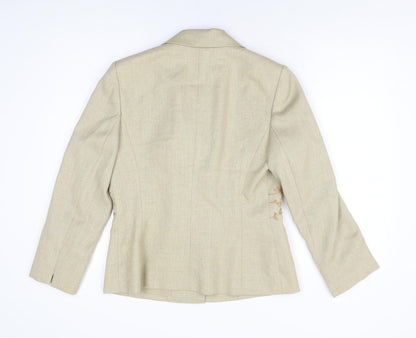 Kasper Womens Beige Geometric Jacket Size 8 Button