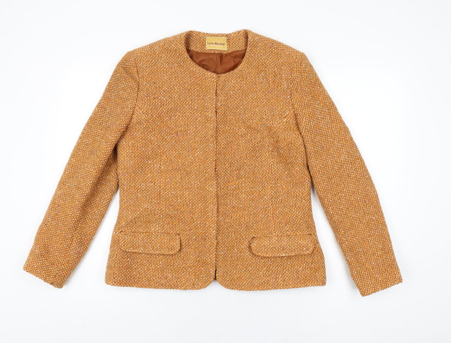 Laura Belmont Womens Orange Jacket Size 14 Hook & Eye