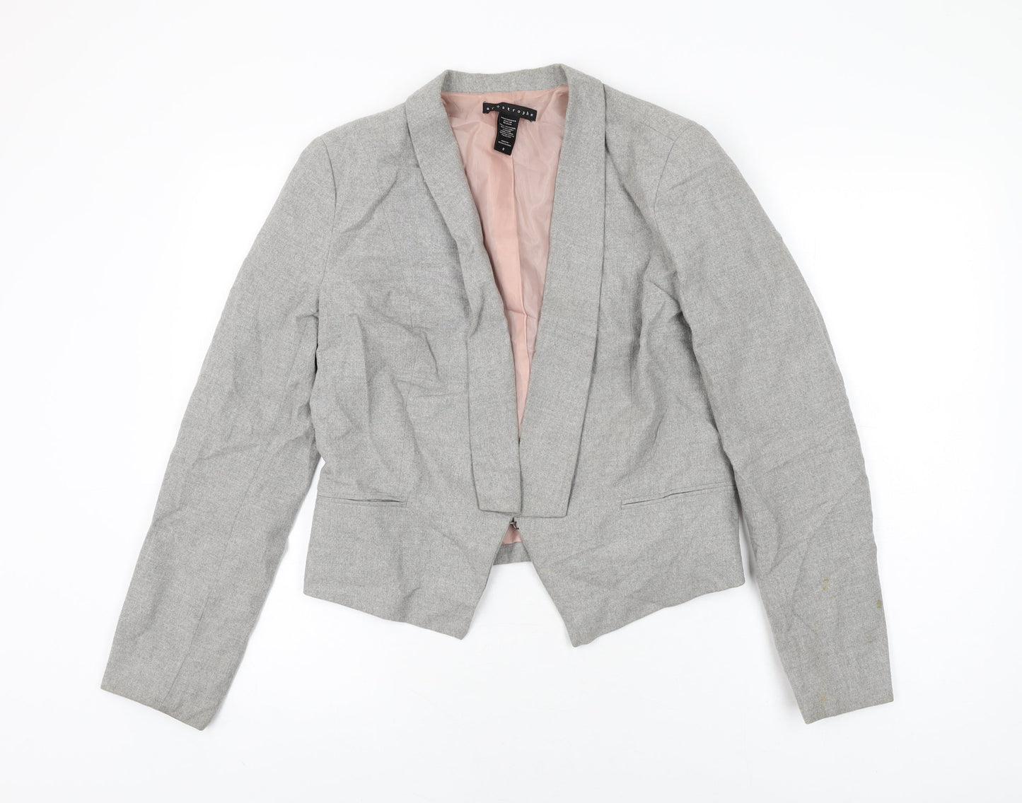 Apostrophe Womens Grey Jacket Size 8 Hook & Eye
