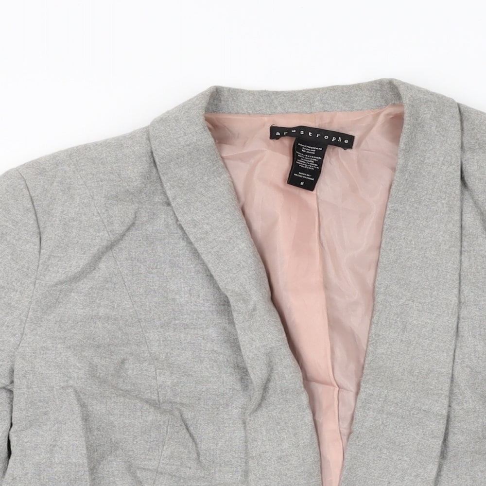 Apostrophe Womens Grey Jacket Size 8 Hook & Eye