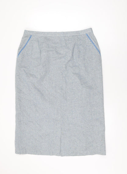 Daxon Womens Blue Wool Straight & Pencil Skirt Size 22 Zip