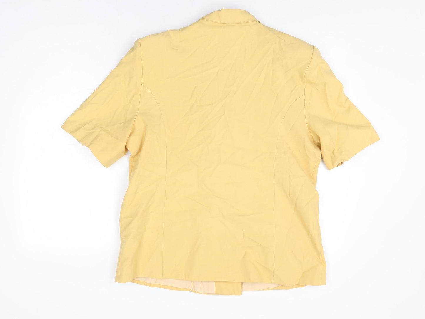 Classics Womens Yellow Polyester Basic Button-Up Size 16 Collared