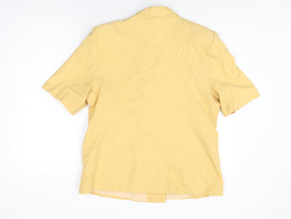 Classics Womens Yellow Polyester Basic Button-Up Size 16 Collared