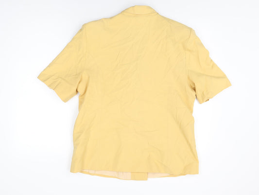 Classics Womens Yellow Polyester Basic Button-Up Size 16 Collared