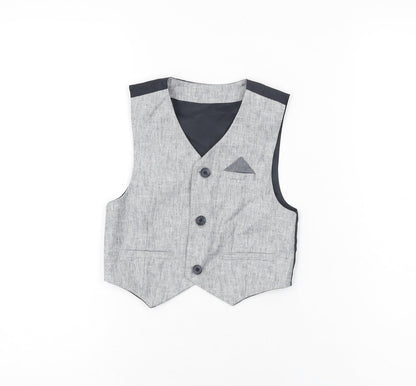 Urban Rascals Boys Grey Polyester Basic Button-Up Size 4 Years V-Neck Button - Waistcoat