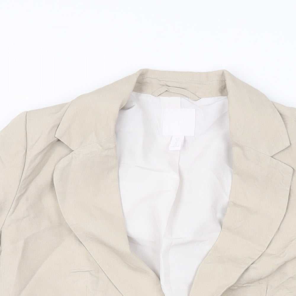 H&M Womens Beige Jacket Blazer Size 6 Button