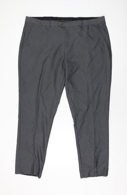 Sawyers & Hendricks Mens Grey Polyester Trousers Size 42 in L30 in Regular Zip
