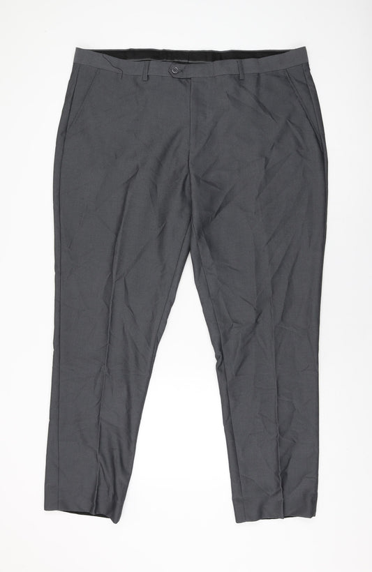 Sawyers & Hendricks Mens Grey Polyester Trousers Size 42 in L30 in Regular Zip
