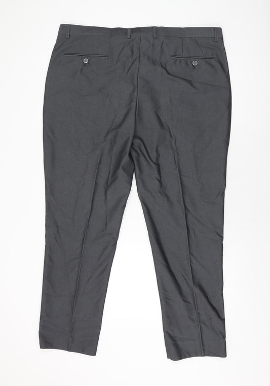 Sawyers & Hendricks Mens Grey Polyester Trousers Size 42 in L30 in Regular Zip