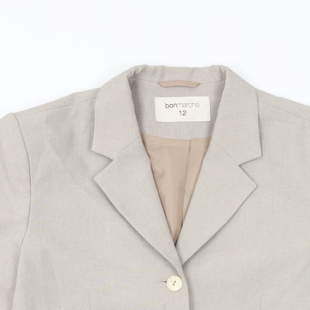 Bonmarché Womens Beige Polyester Basic Button-Up Size 12 Collared