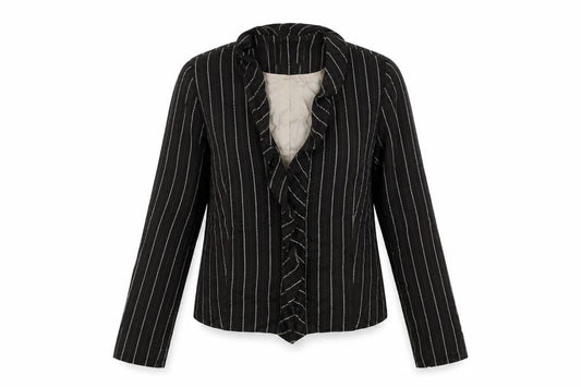 Rosie's L.F.Coll Womens Brown Striped Jacket Size 12 Hook & Eye