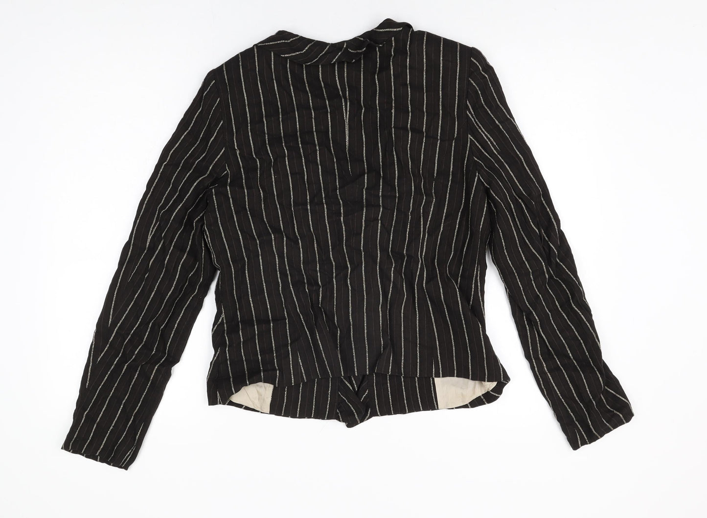 Rosie's L.F.Coll Womens Brown Striped Jacket Size 12 Hook & Eye