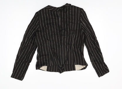 Rosie's L.F.Coll Womens Brown Striped Jacket Size 12 Hook & Eye