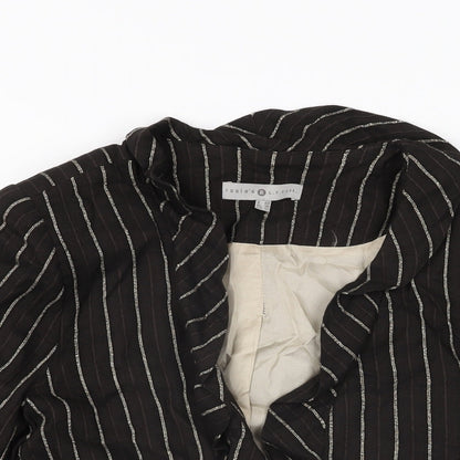 Rosie's L.F.Coll Womens Brown Striped Jacket Size 12 Hook & Eye