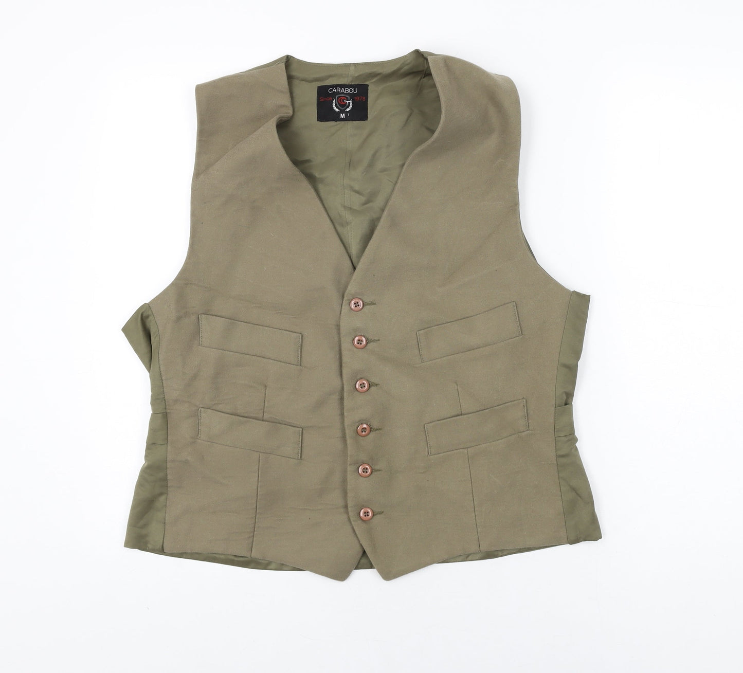 Carabou Mens Green Cotton Jacket Suit Waistcoat Size M Regular