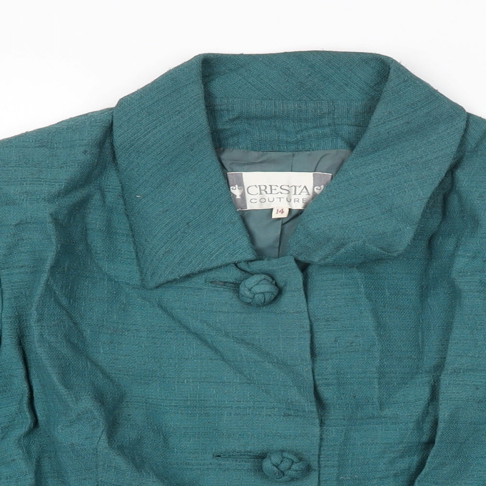 Cresta Couture Womens Green Jacket Size 14 Button