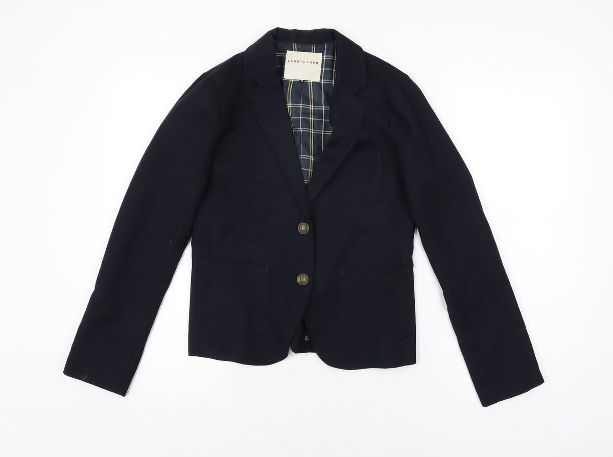 Additional front view of Lowrys Farm boys’ blue jacket blazer, size M, button