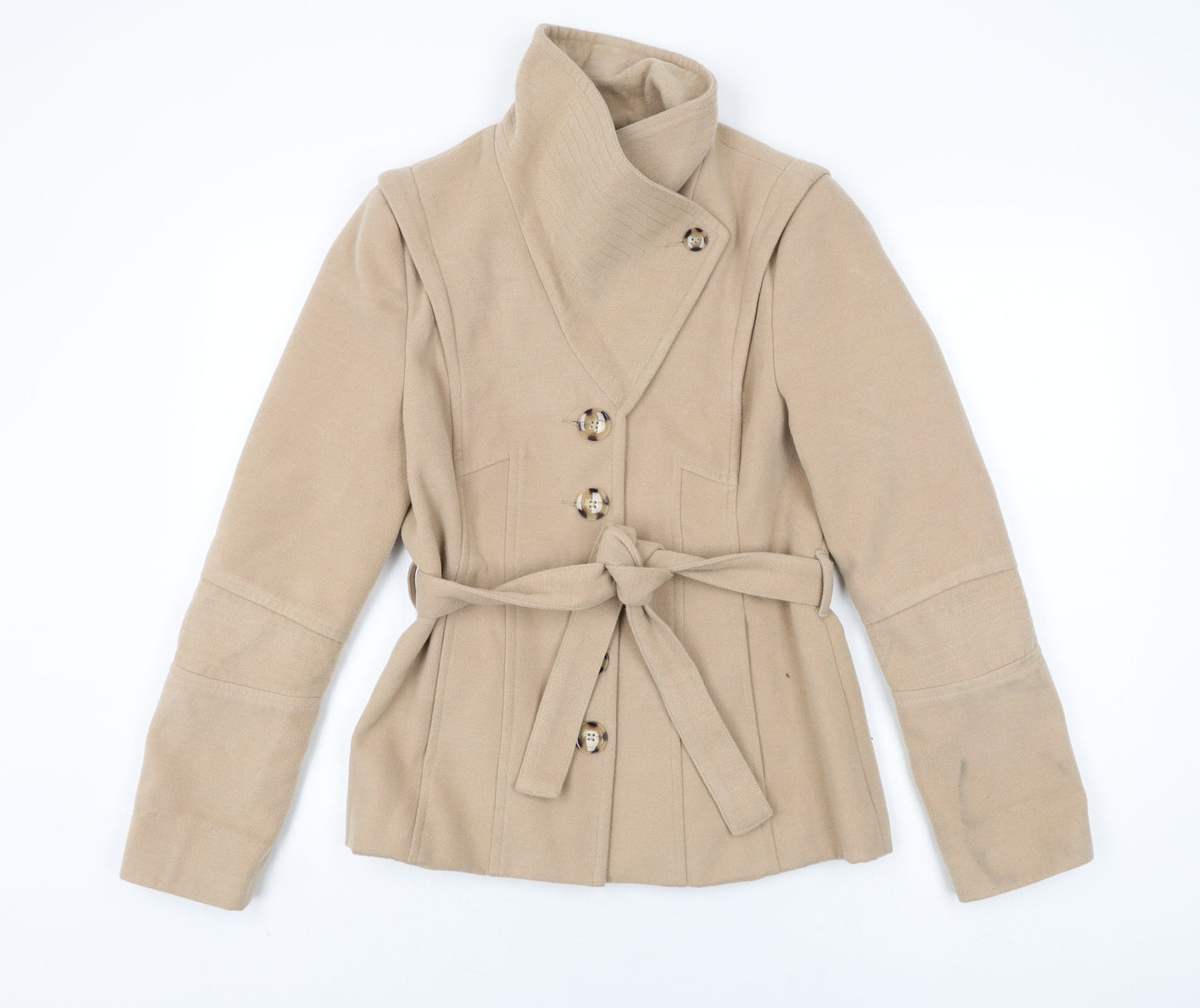 Womens UK Size 10 Et Vous Beige Overcoat