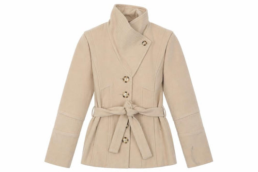 Womens UK Size 10 Et Vous Beige Overcoat