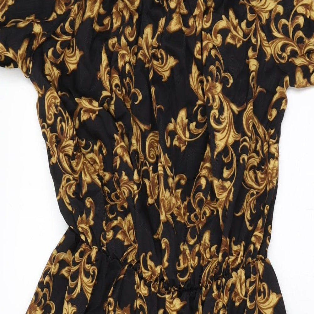 Mira&Co Womens Black Geometric Polyester A-Line Size M Off the Shoulder Pullover