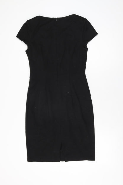 Red Herring Womens Black Polyester Bodycon Size 10 V-Neck Zip