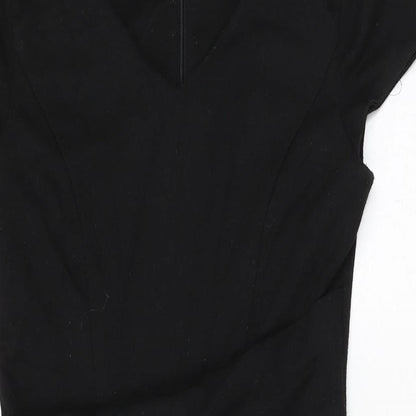 Red Herring Womens Black Polyester Bodycon Size 10 V-Neck Zip