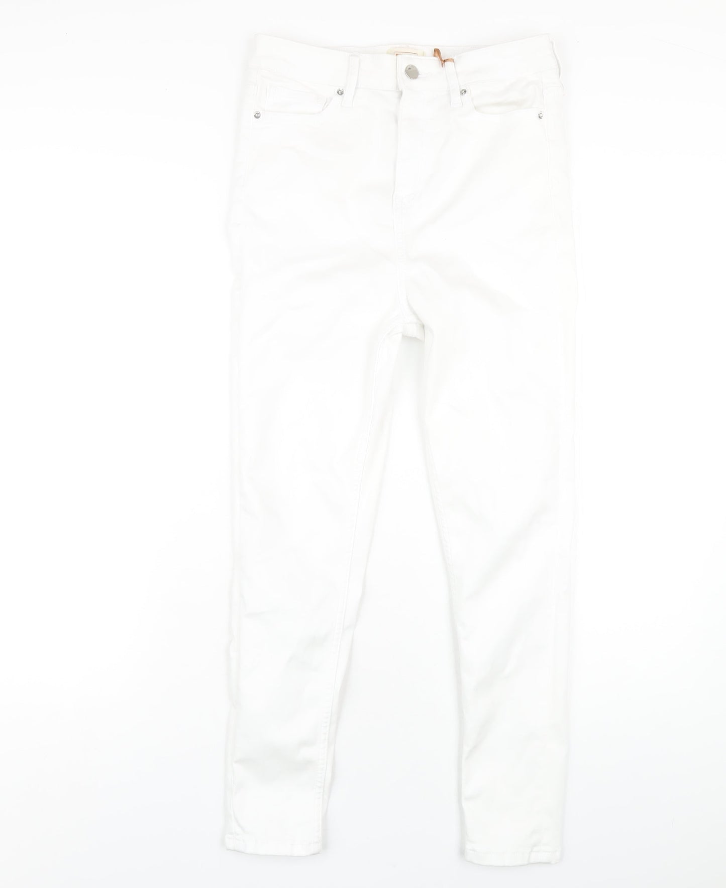 F&F Womens White Cotton Skinny Jeans Size 10 L26 in Regular Zip