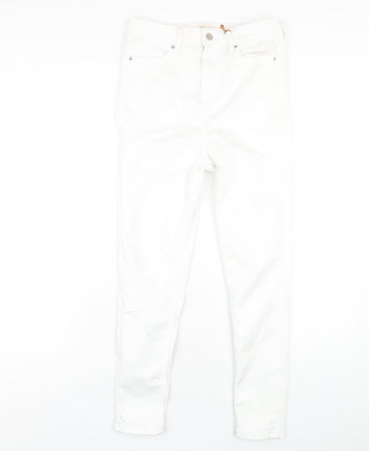 F&F Womens White Cotton Skinny Jeans Size 10 L26 in Regular Zip