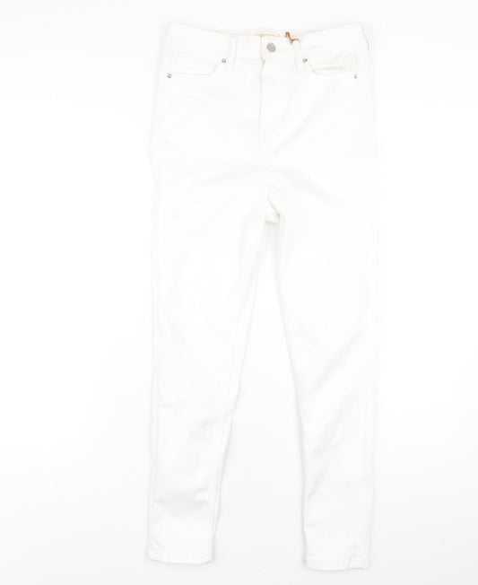 F&F Womens White Cotton Skinny Jeans Size 10 L26 in Regular Zip