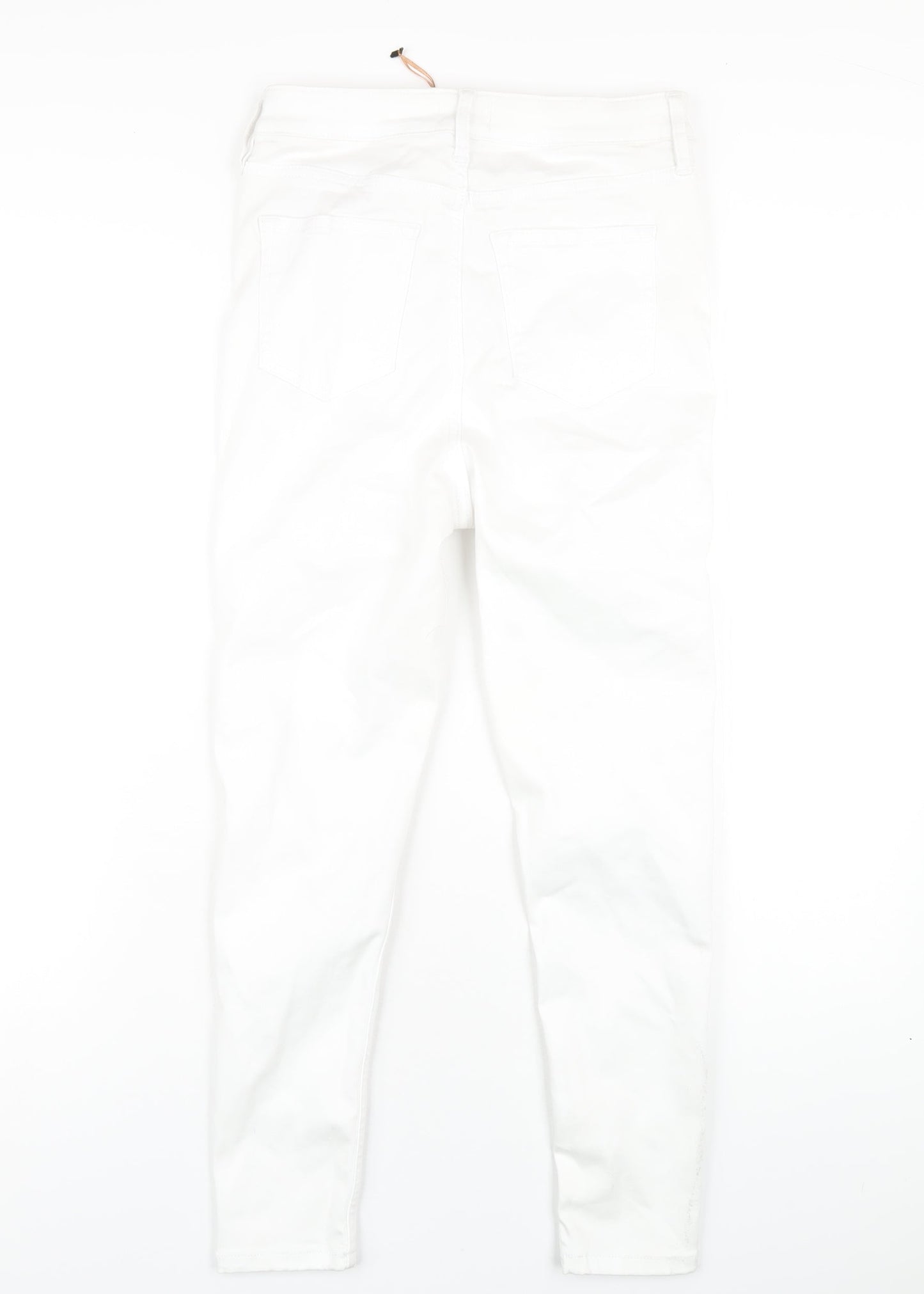 F&F Womens White Cotton Skinny Jeans Size 10 L26 in Regular Zip