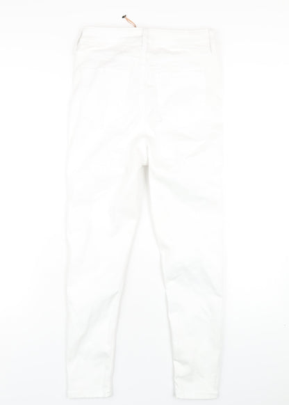 F&F Womens White Cotton Skinny Jeans Size 10 L26 in Regular Zip