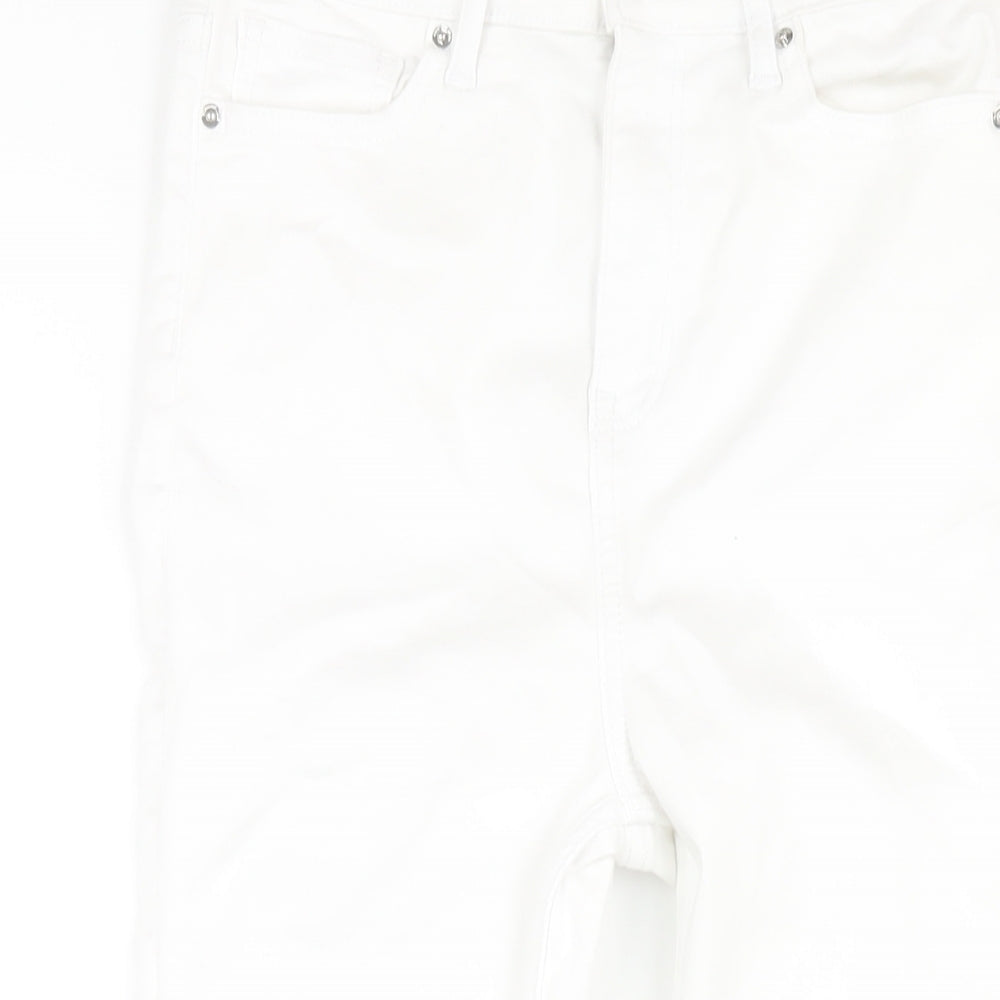 F&F Womens White Cotton Skinny Jeans Size 10 L26 in Regular Zip
