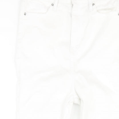 F&F Womens White Cotton Skinny Jeans Size 10 L26 in Regular Zip