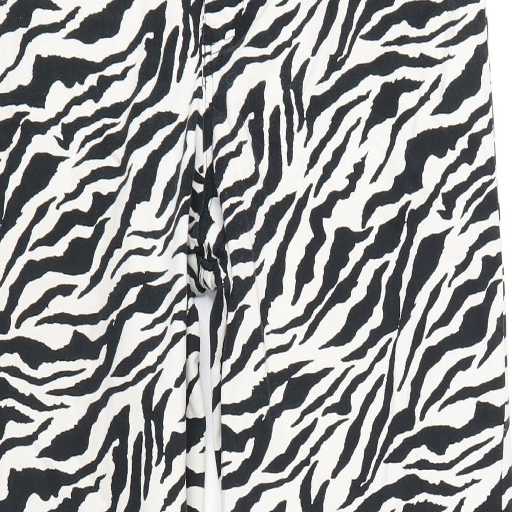 Motel Womens Black Animal Print Cotton Straight Jeans Size L L32 in Regular Zip - Zebra Print