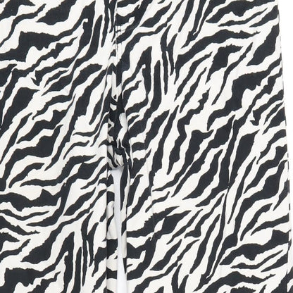 Motel Womens Black Animal Print Cotton Straight Jeans Size L L32 in Regular Zip - Zebra Print