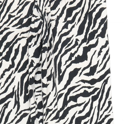 Motel Womens Black Animal Print Cotton Straight Jeans Size L L32 in Regular Zip - Zebra Print