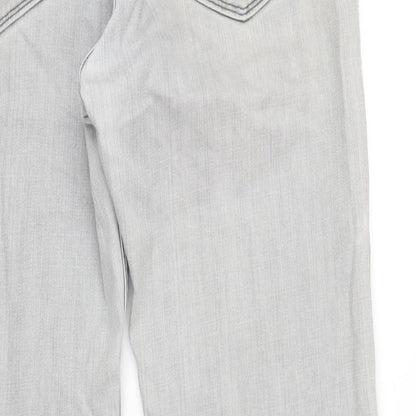 Marks and Spencer Mens Grey Cotton Straight Jeans Size 30 in L33 in Regular Zip
