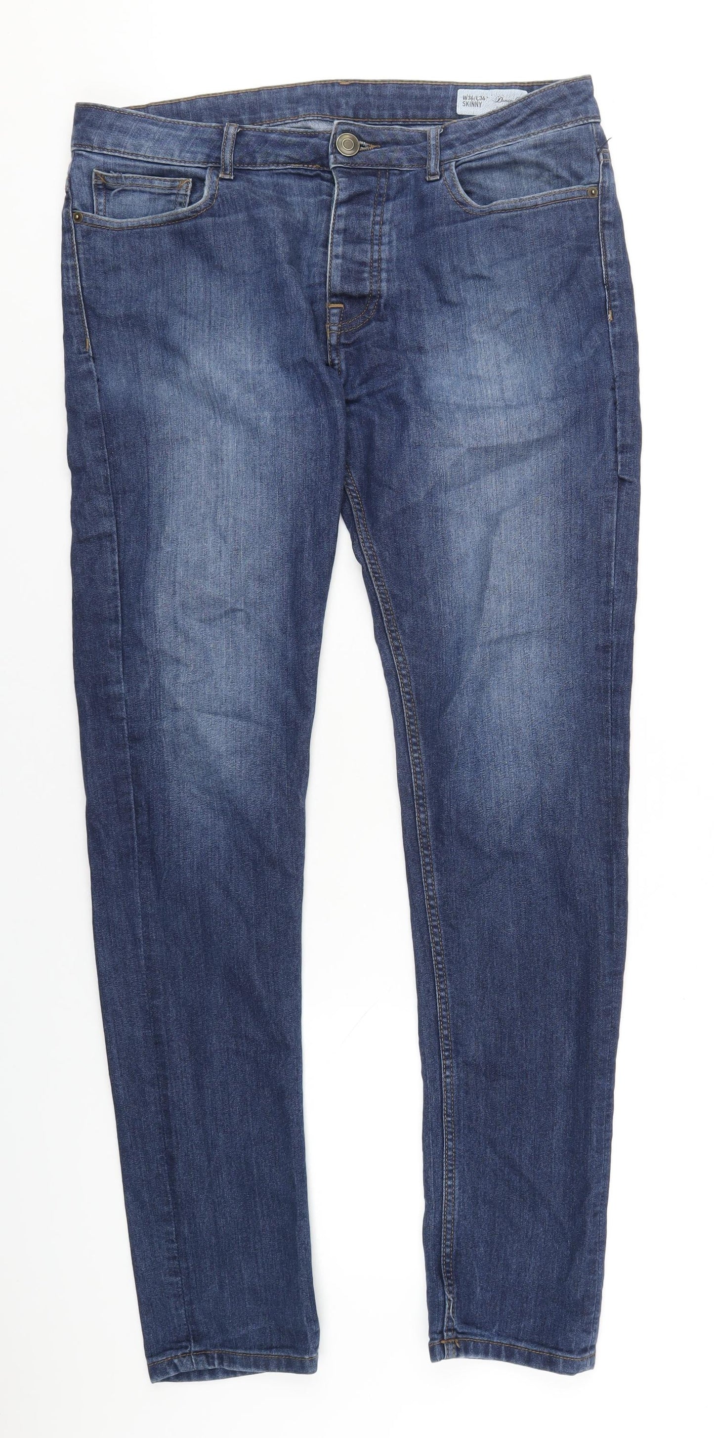 Denim & Co. Mens Blue Cotton Skinny Jeans Size 34 in L34 in Regular Zip